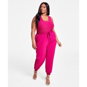 Nina Parker Trendy Plus Size 2X Wide-Leg Joggers Pink BIG SALE $89